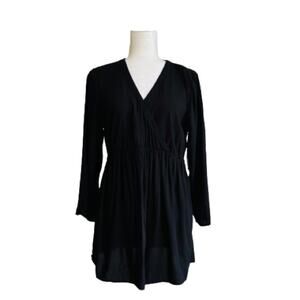 Old Navy Maternity Black V-Neck 3/4 Sleeve Tie Waist Blouse Top Size Medium